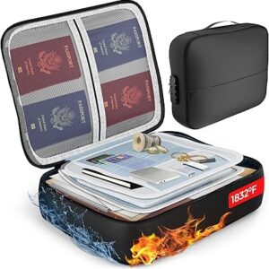 fireproof waterproof document organizer bag with lock 3 layer file storage soft case for passport ledger papers certificate cash files important documents portable secure safe box home office travel